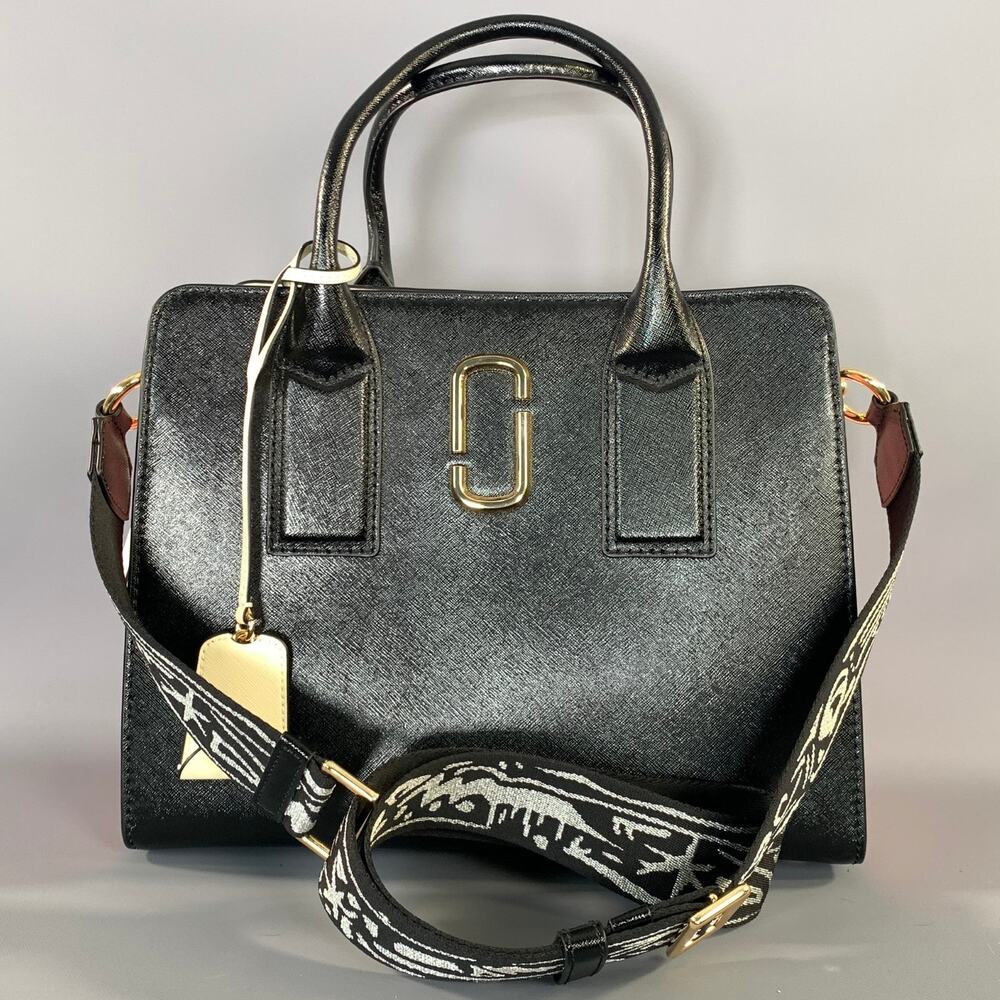 MARC JACOBS SS2018 Black Pink Color Block Saffiano Leather Handbag